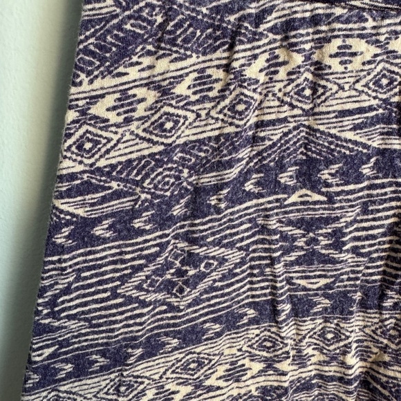 Bobeau Women's Boho Small Pull-On A-Line Midi Skirt Purple Aztec Tribal Festival - Picture 5 of 15